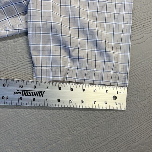 Eddie Bauer Men TXL Shirt Short Sleeve Gray Plaid Print Button Down Stretch - Picture 8 of 11